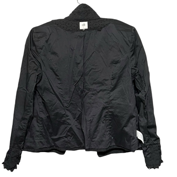 Cabi Flamenco Lace Eyelet Jacket Women’s 8 Black Button Front Cropped Blazer - Picture 4 of 8
